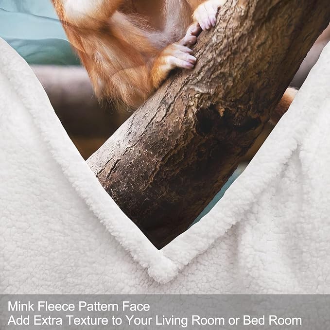 Golden Monkey Sherpa Blanket, Animal Print Fleece Throw Blankets for Couch Sofa Bed, Super Soft Warm and Lightweight, 60" x 80"