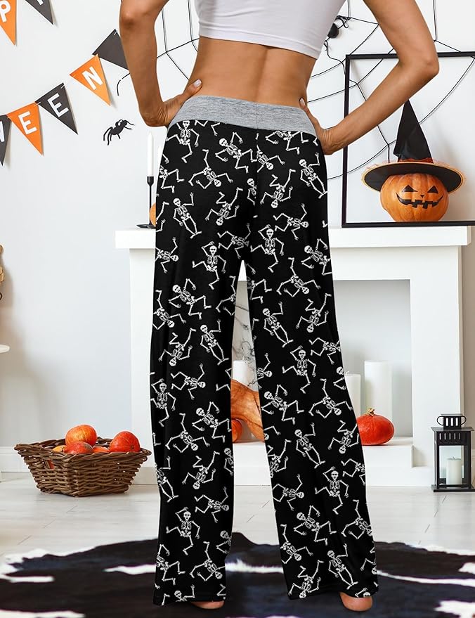 ALISISTER Christmas Womens Pajama Pants Casual Comfy Sleepwear Wide Leg Drawstring Bottoms