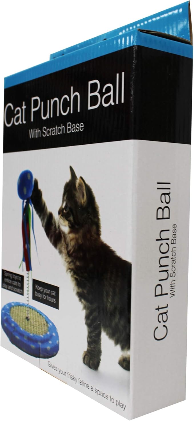 Pets First Cat Toy Punching Bag Ball Fun Activity with Scratching Board - Entertain Your Pet- Great Exercise