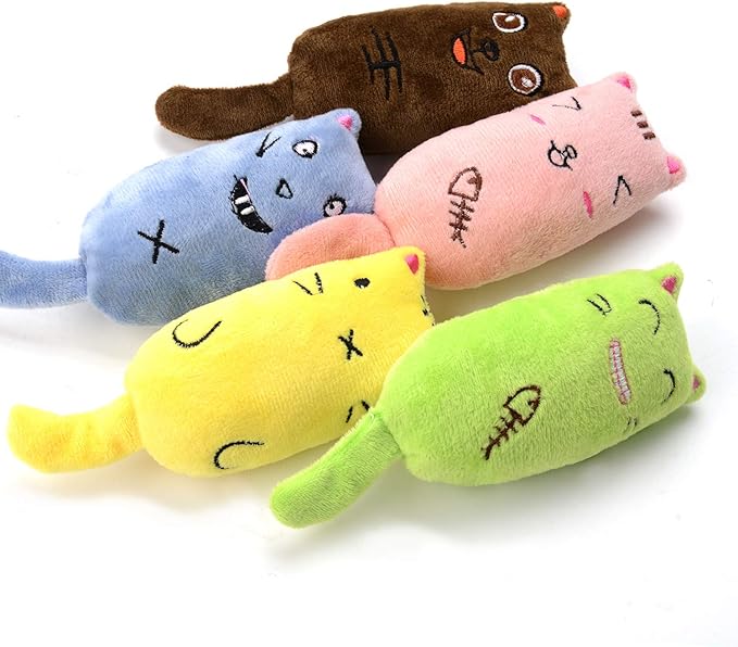 Legendog 5Pcs Catnip Toy, Cat Chew Toy Bite Resistant Catnip Toys for Cats,Catnip Filled Cartoon Mice Cat Teething Chew Toy (Multicolor1)