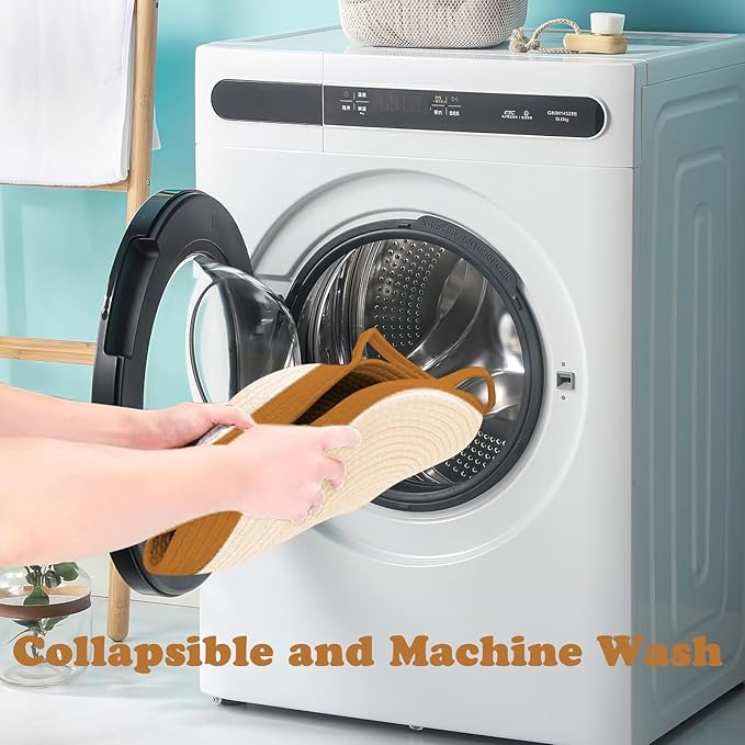 Handwoven Cotton Rope Cat Bed Cat Hammock Foldable Sleeping Nest Basket Handmade Natural Cradle Scratcher Cuddler for Kitten Cute Style with a Playing Rope Ball Large Brown