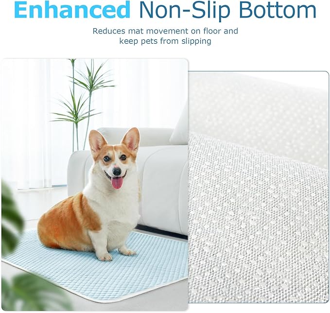 Mora Pets Dog Cooling Mat Breathable Cooling Pad for Dog Cats Washable Pet Cooling Mat for Indoor Outdoor Pets with Non-Slip Bottom 40x28 inch Light Blue Large