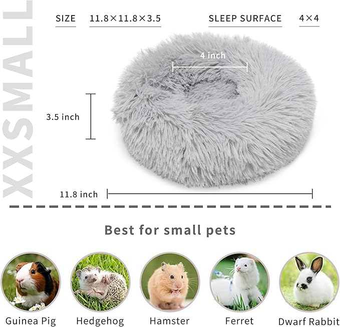 Bunny Bed Rabbit Hideout Large Soft & Comfortable Small Animal Bedding Cozy Bed Mat Warm Hideaway Cage Accessories for Guinea Pig Light Grey