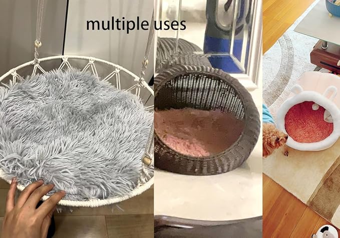 Plush Cat Dog Cushion,Round Pet Warm Mat, PP Cotton Soft and Comfortable for Living Room