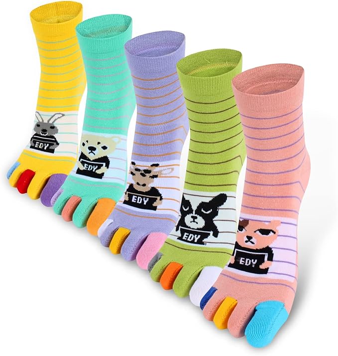 Benefeet Sox Toe Socks Women Men Cute Cat Five Finger Socks for Girls Colorful Cotton Ankle Athletic Running Socks with Toes