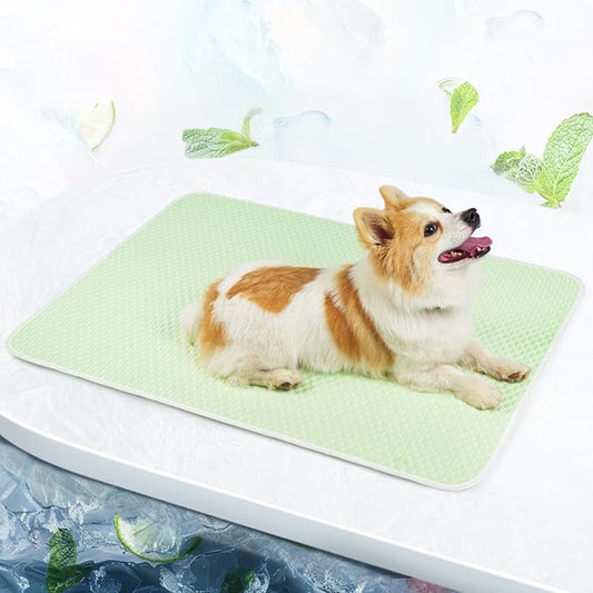 Mora Pets Dog Cooling Mat Breathable Cooling Pad for Dog Cats Washable Pet Cooling Mat for Indoor Outdoor Pets with Non-Slip Bottom 40 x 28 inch Light Green Large