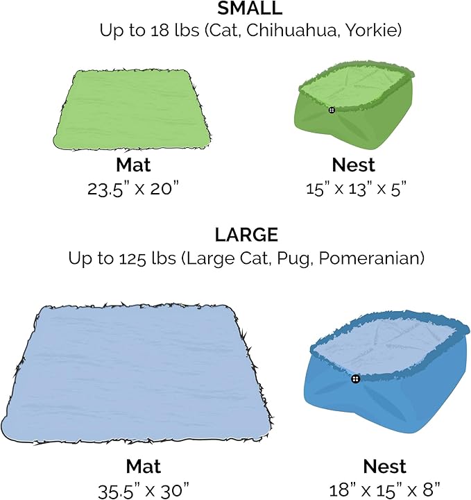 Furhaven Self-Warming Cat Bed for Indoor Cats, 4-Beds-in-1 & Washable - Plush Long Faux Fur Convertible Cuddler - Spruce, Large