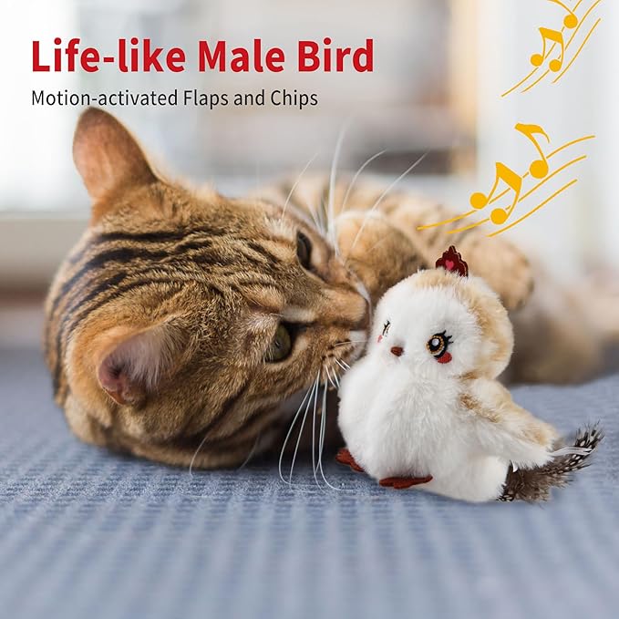 Gigwi Interactive Flapping Cat Toys Catnip, Electronic Flappy Toys Motion Activated, Automatic Cat Toys for Indoor Cats, USB Rechargeable Cat Enrichment Toy for Hunting and Kicker, Bird Princess