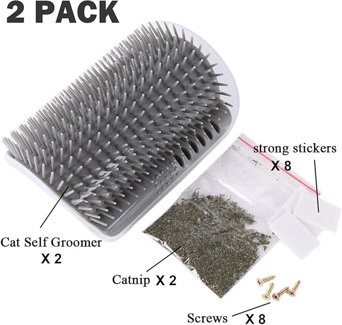 3.0 Softer Cat Self Groomer with Catnip, Dog Cat Corner Groomer,Wall Corner Scratcher Comb,Grooming Massage Brush, Perfect Scratch Massager Tool for Long & Short Fur Kitten 1