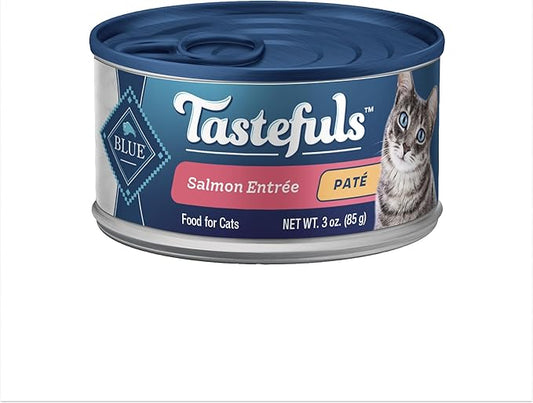 Blue Buffalo Tastefuls Natural Wet Cat Food Cans, Paté Style, Salmon Entrée 3-oz Cans (Pack of 4)