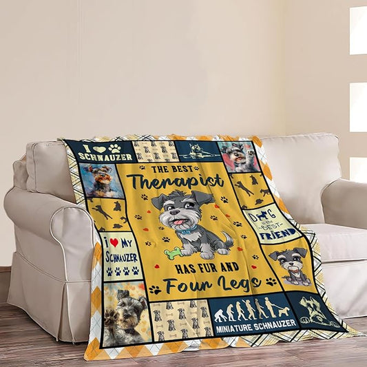 Miniature Schnauzer Dog Blanket Schnauzer Decor Throw Blanket Super Warm Soft Plush Lightweight Fleece Flannel Blanket Gifts for Dog Lovers Girls Women Boys Kids for Winter Couch Bedding 60"X80"