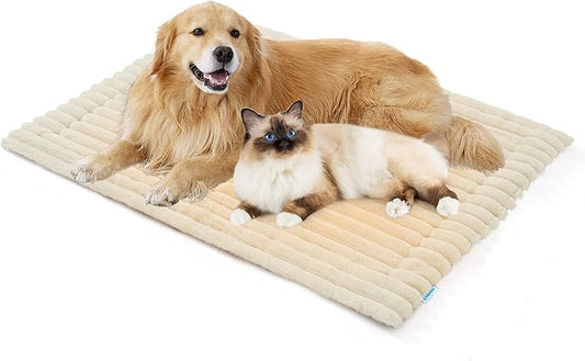 Luxury Soft Self Warming Cat Bed, Thermal Warm Extra Large Dog Pad for Indoor & Outdoor, Washable Pet Mat with Non-Slip Bottom (Beige)