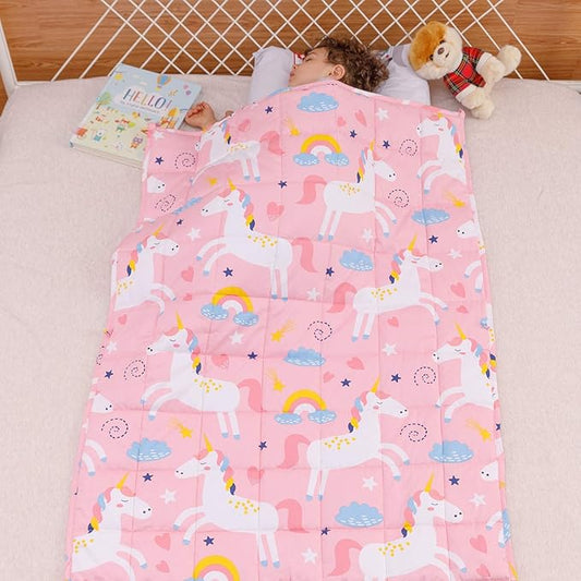 Sivio Weighted Blanket, Cotton Heavy Blanket, Breathable and Soft Weighted Throw, Pink Unicorn, 3lbs, 36 x 48 inches