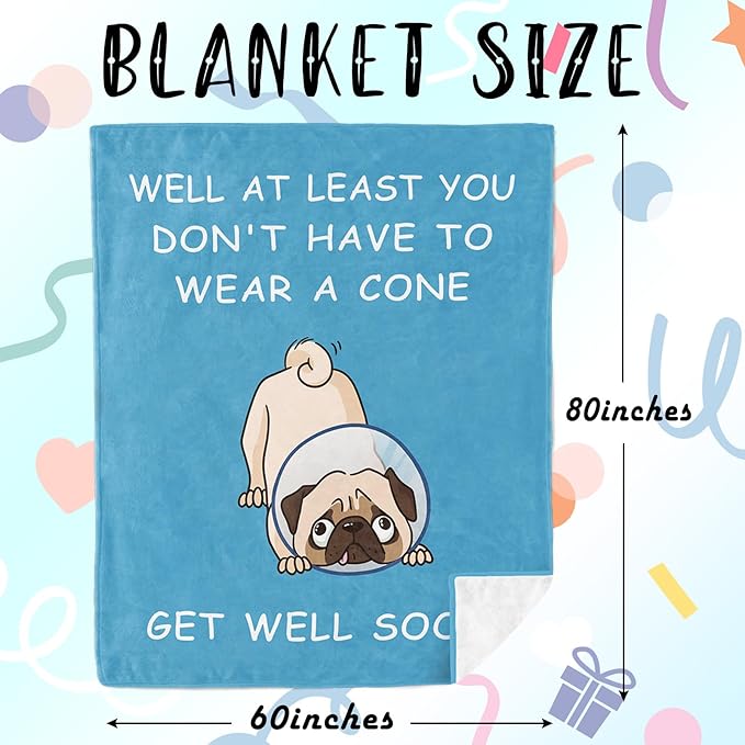 Get Well Gifts for Women & Men, After Surgery Recovery Blanket 60"x80", Sympathy 'Feel Better' Gift, No Cone Needed