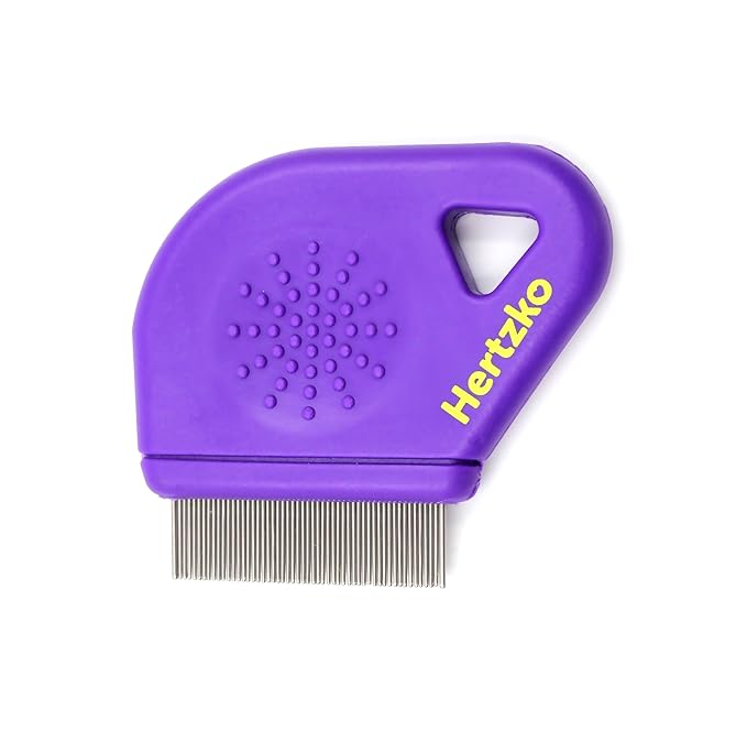 Long Teeth Comb by Hertzko - Closely Spaced Metal Pin for Your Pet’s Coat - 25mm Long Metal Teeth are Great for Long Hair Areas on Dogs and Cats (Short Teeth)