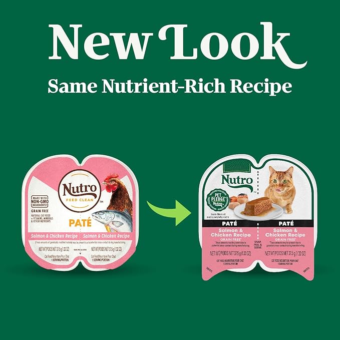 Nutro Perfect Portions Wet Cat Food Paté Salmon & Chicken Recipe, (24) 2.64 oz. Twin-Pack Trays