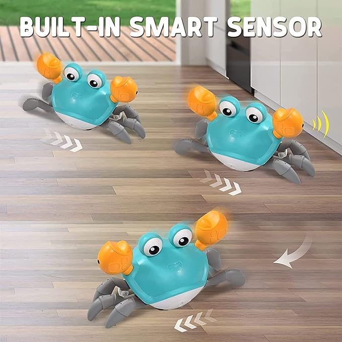 Crawling Crab Dog Cat Toys, Escaping Crab Dogs Cats Toy with Obstacle Avoidance Sensor Interactive Pet Toys with Music Sounds & Lights for Dogs Cats Dancing Crab Toys Gifts for Puppy Small Medium