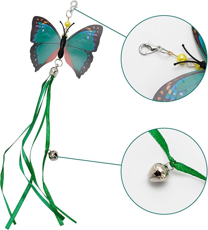 6pcs Cat Wand Attachments Interactive Sports Cat Pet Toy Playthings Kitten Plaything Cat Teasing Toy Bring More Joy and Fun (Green Blue Yellow)