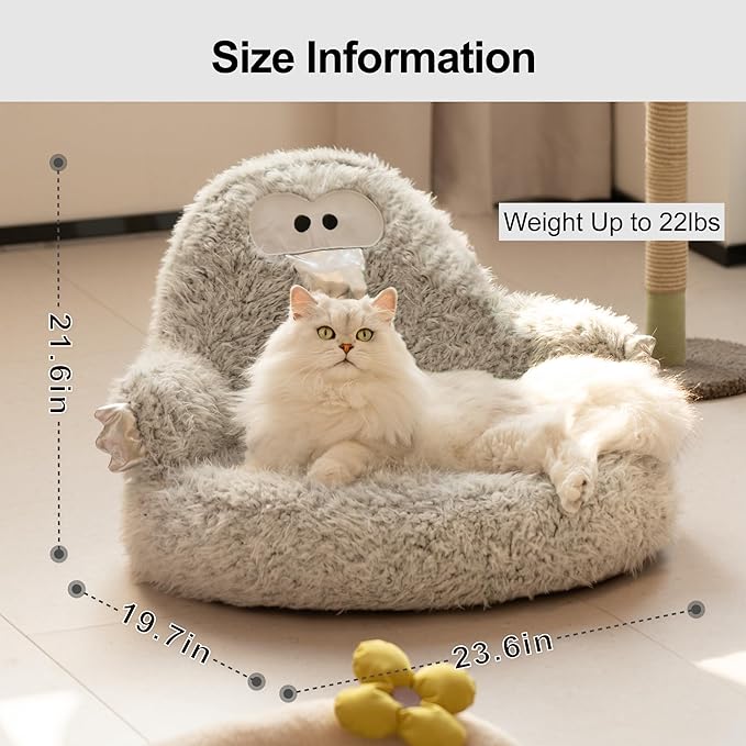 MEWOOFUN Cute Plush Cat Bed, Indoor High Cushion Donut Donut Puppy Bed, Cozy Pet Sofa for Small Dogs and Cats Cartoon Soft Bed