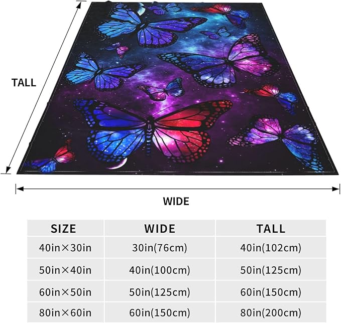 Ultra-Soft Throw Blanket 330 GSM Fuzzy Fleece Blanket for Adults Kids Gift Couch, Sofa, Bed Butterfly 50"x40"