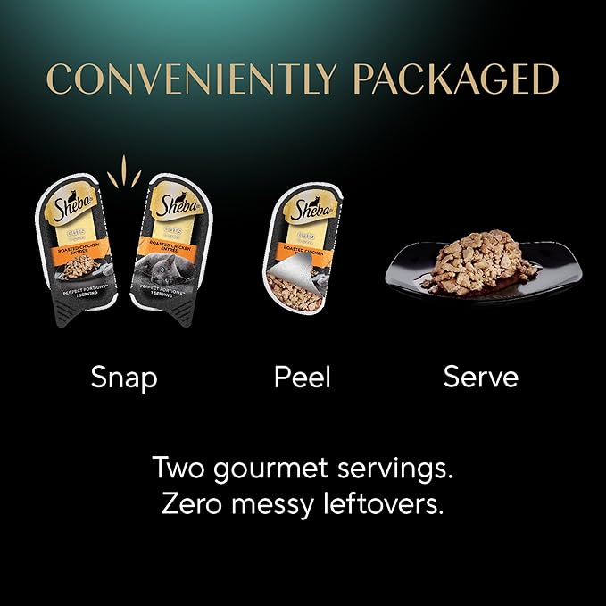 Sheba Perfect Portions Wet Cat Food Cuts in Gravy With Roasted Chicken Entree, 2.6 oz., Twin-Pack Trays (24 Count, 48 Servings)