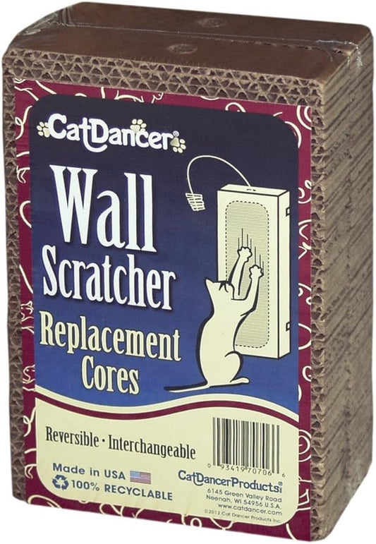 CAT DANCER Products Cat Scratcher Pad, Cardboard Wall Scratcher Replacement Cores for Cat Claws, Interchangeable, Eco-Friendly, 100% Recyclable - 6" L x 1.5" W x 9" H