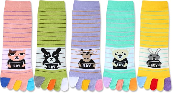 Benefeet Sox Toe Socks Women Men Cute Cat Five Finger Socks for Girls Colorful Cotton Ankle Athletic Running Socks with Toes
