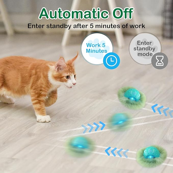Interactive Cat Toys Ball for Indoor Cats Fast Rolling in Tunnel, Motion Activate Cat Toy with Chirping, Hide and Seek Mouse Catching Toy (Green)