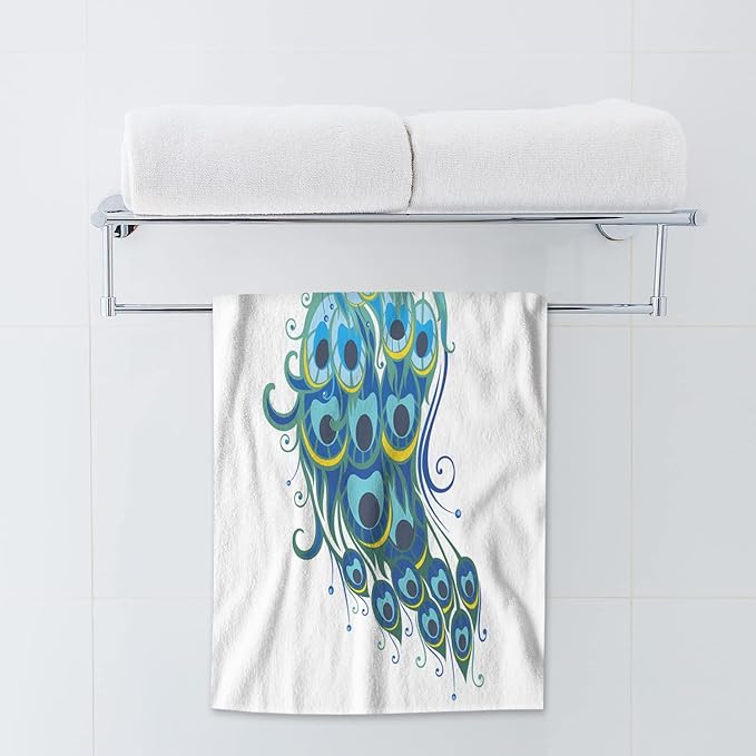 AOYEGO Peacock Hand Towel Blue Peacock Bird Feather Decorative Soft Highly Absorbent Bath Towels Home Hotel Spa Bathroom Towel 15x30 Inch