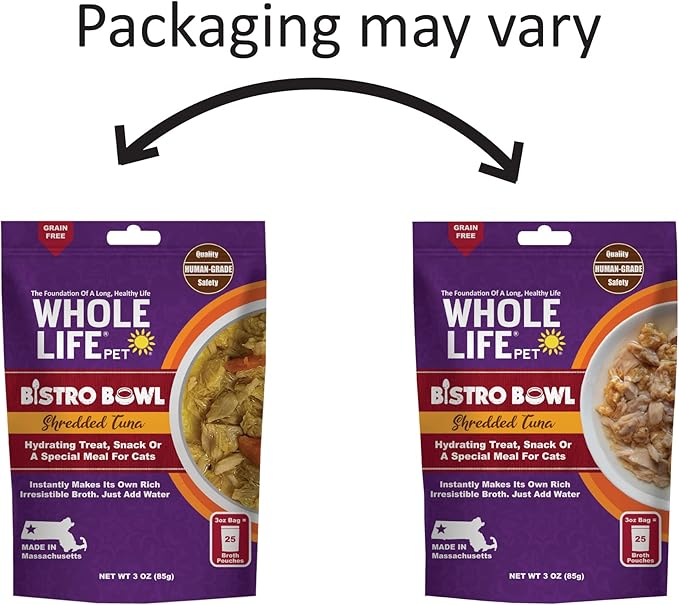 Whole Life Pet Freeze Dried Cat Food - Human-Grade Wet Cat Food Toppers, Natural Broth for Cats, Instantly Hydrating Cat Snacks, Lickable Cat Treats, Just Add Water - Shredded Tuna, 3 Oz