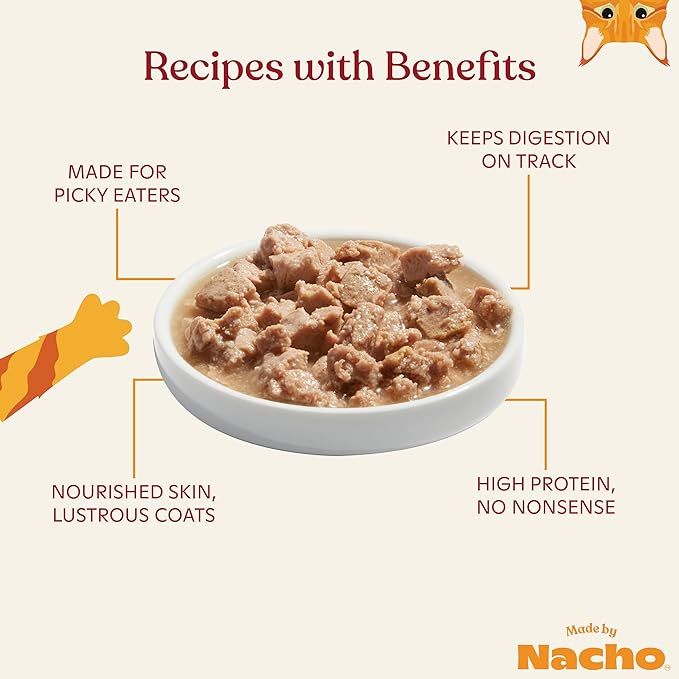 Made by Nacho Wet Cat Food, Cuts in Gravy, Limited Ingredients, Cage-Free Chicken Recipe with Bone Broth for Extra Hydration, (24) 3 oz. Pouches, Limited Ingredients