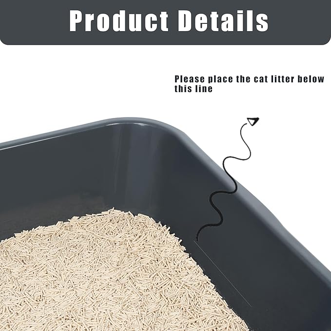 1 Pack of Extra Large Cat Litter Box (ABS Material), Low Entry Senior Litter Pen for Geriatric Kitty Big Cats, Jumbo Pet Safe Litter Boxes Tray for Pets Potty (Beach Sand, 24" L x 20" W)