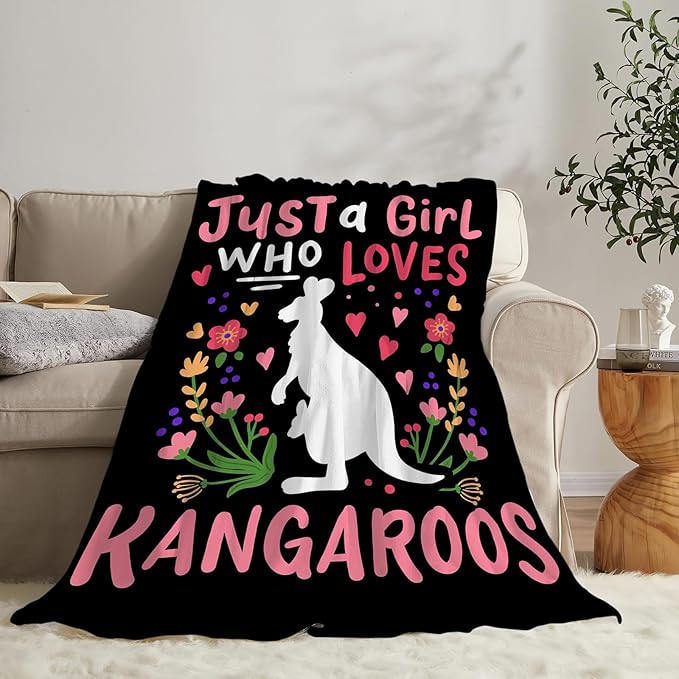 Just A Girl Ultra Soft Cozy Kangaroos Throw Blanket - Fleece Fuzzy Plush Bedding - Gifts for Women, Girls, Kids & Adults - 60"x50"