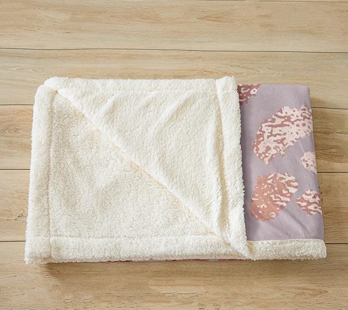 Cheetah Print Sherpa Blanket, Rose Gold Leopard Print, Luxury Pink Sequin Throw, Safari Animal Fleece, Ultra Soft Cozy Plush Queen Size