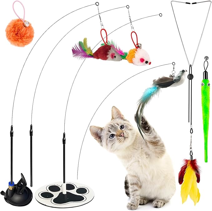 Suction Cup Cat Toy Cat Suction Cup Toy Feather Toy Suction Cup Cat Toy Cat Bird Toy Interactive Bird Simulation Cat Floor Suction Cup Cat Toys for Indoor Cats Bird Cat Toy Bird Toy For Cats feather