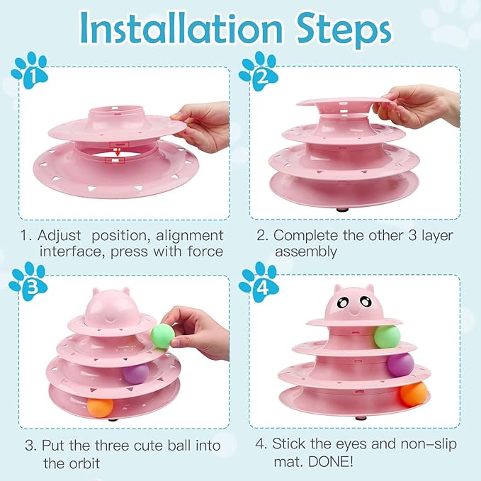 UPSKY 20 PCS Cat Toys, Cat Roller Toy 3-Level Turntable Cat Toys Balls for Indoor Cats, Kitten Toys Set with Cat Teaser Toys, Mice Toys, Spring Toys, and Various Ball Toys.