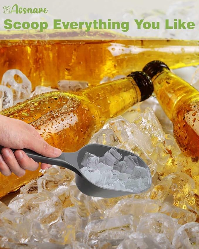 3PCS Dog Food Scoop, 1 Cup Plastic Pet Food Scoop with Measuring Lines 1/2 Cup and 1 Cup for Dogs, Cats, Birds and Rabbits(2 Grey and 1 Green)