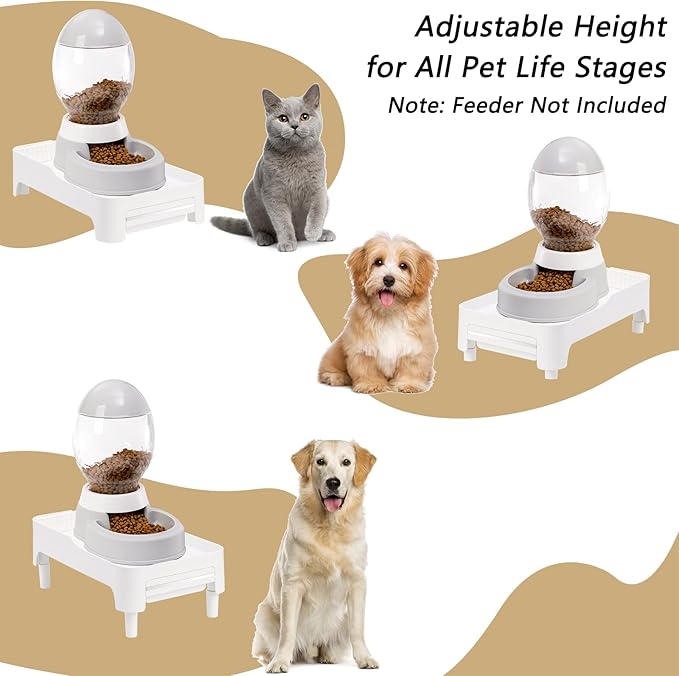 YOUEON Raised Pet Feeder Stand for Cats and Dogs Neck Health, Adjustable Height Elevated Shelf Suitable for 90% Automatic Pet Feeder & Water Dispenser, with Drawer to Stock Pet Snacks, Canned Food