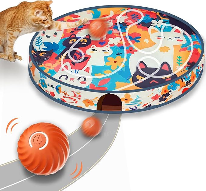 Interactive Cat Toys Ball Fast Rolling in Pouch (Blue) (Orange)