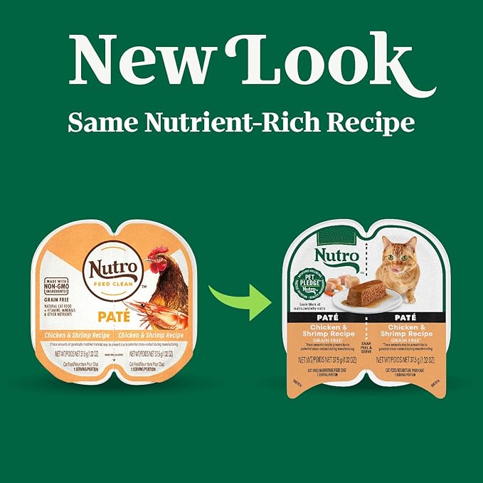 Nutro Perfect Portions Wet Cat Food Paté Chicken & Shrimp Recipe, (24) 2.64 oz. Twin-Pack Trays