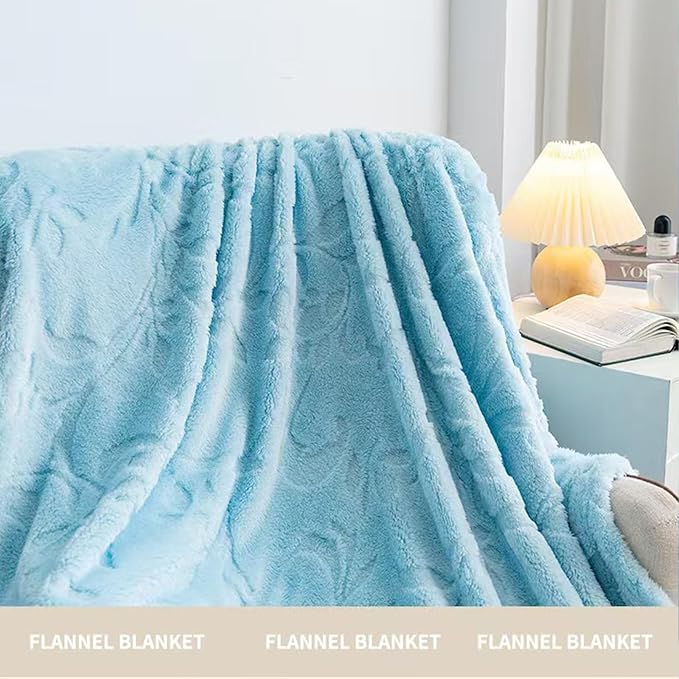 3D Fleece Fujiman Blanket, Cozy Soft Warmer Comfort Lightweight, Fuzzy Aesthetic Room Decor for Couch Sofa Bed, Gifts for Christmas, Birthdays, Sky Blue
