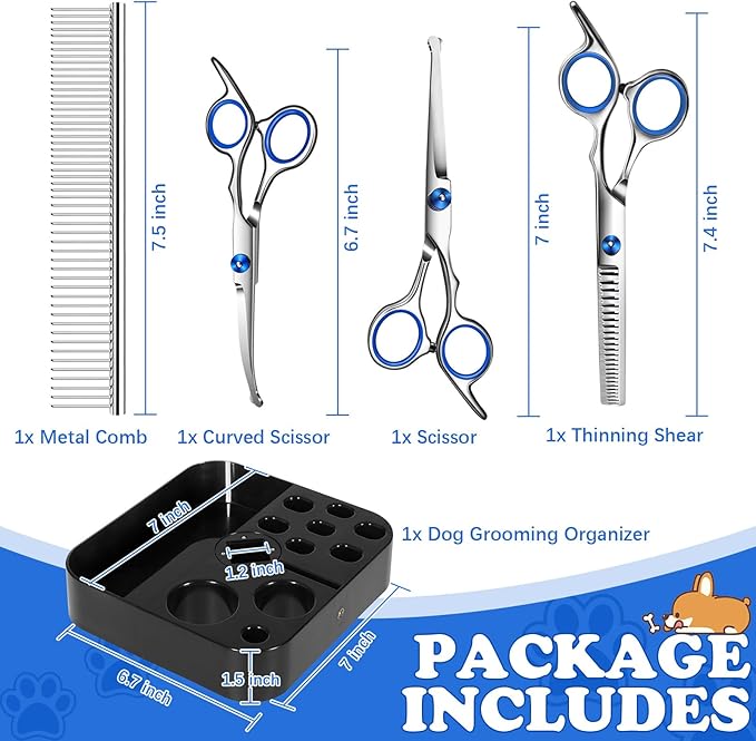 Breeze Touch Rotatable Dog Grooming Organizer with Dog Grooming Kit for Dog Grooming Table Accessories, Portable Pet Grooming Tools Holder Dog Grooming Arm with Clamp for Hairdressing Scissors Combs