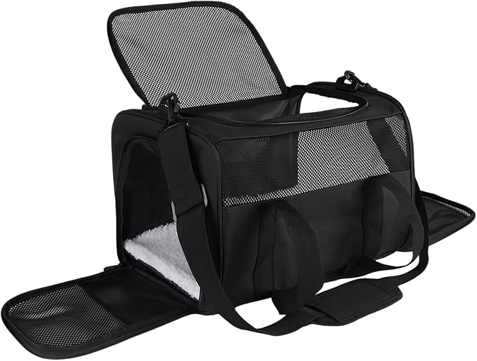 Carriers Soft-Sided Pet Carrier for Medium Large Cats Dogs Under 35Lbs,Breathable Mesh Ventilation Design,Airline Approved Cat Carrying Case(X-Large,Black)