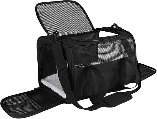 Carriers Soft-Sided Pet Carrier for Medium Large Cats Dogs Under 35Lbs,Breathable Mesh Ventilation Design,Airline Approved Cat Carrying Case(X-Large,Black)