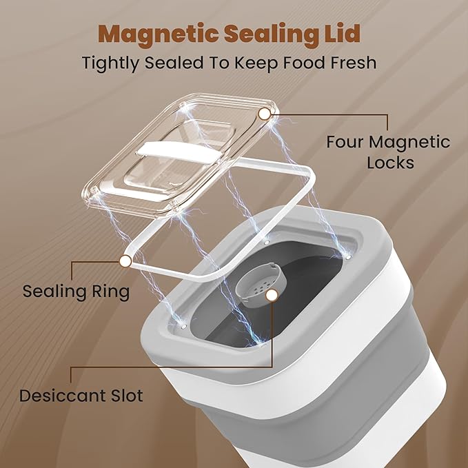 10-13 Lbs Airtight Dog Food Stroage Container,Collapsible Dog Food Containers with Airtight Lid,Large Pet Food Storage Container for Dog Cat,Rice Flour,Pet Food Scoop,Measuring Cup