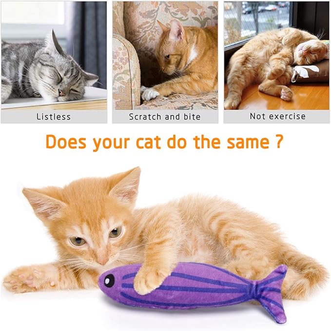 Catnip Toys for Indoor Cats, Natural Catnip Cat Toys Kitten Toys - 8 PCS Fish Cat Toys Set for Boredom