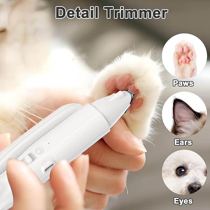2 in 1 Dog Nail Clippers & Dog Paw Trimmer for Large Medium Small Dogs, USB Rechargeable Dog Nail Trimmers with 2 LED Light and Safe Lock Design for Dogs and Cats