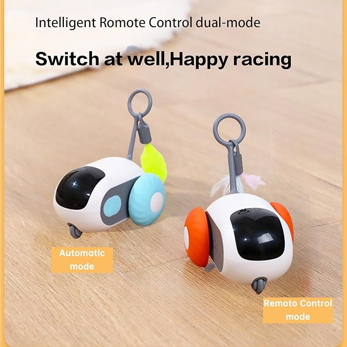 Turbo Tail 2.0 Cat Toy with 2-Speed Adjustment, Remote Control Mouse Cat Toy, USB Rechargeable Feature, Remote Control Cat Toy with Feathers, Interactive Cat Toys for Indoor Cats (Orange)