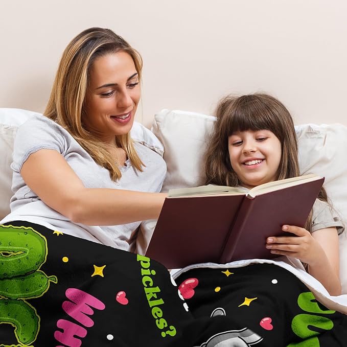 Pickle Gifts Blanket, Funny Pickles Gift for Kids, Just a Girl Who Loves Pickles, Best Pickle-Lovers Present Birthday Christmas Ideas Blanket 40"X50"