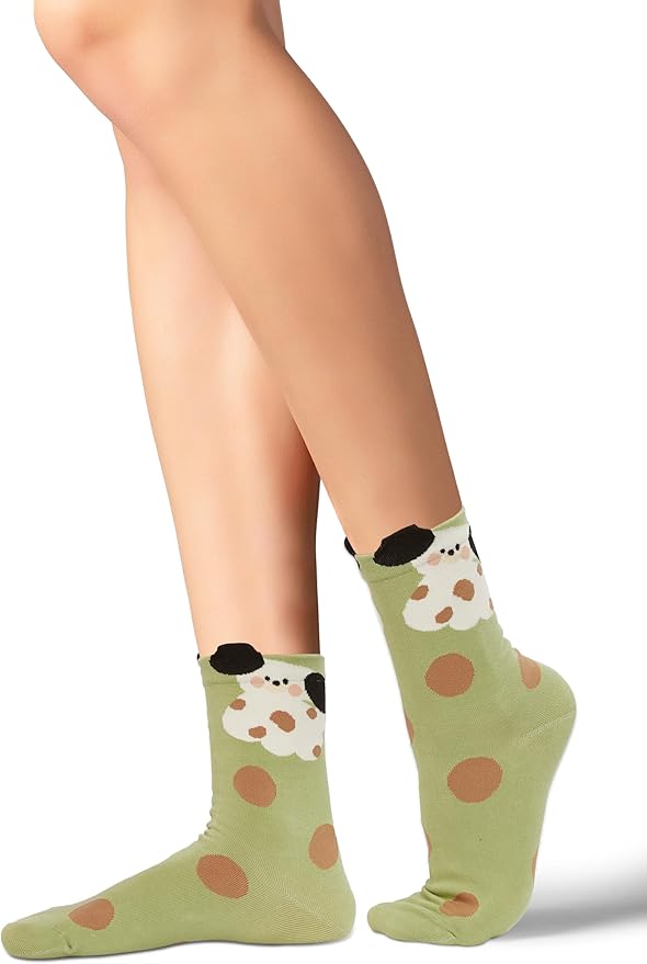 Benefeet Sox Cute Crew Socks for Women Girls Novelty Funny Patterned Socks Colorful Kawaii Cotton Casual Calf Sock 5 Pairs